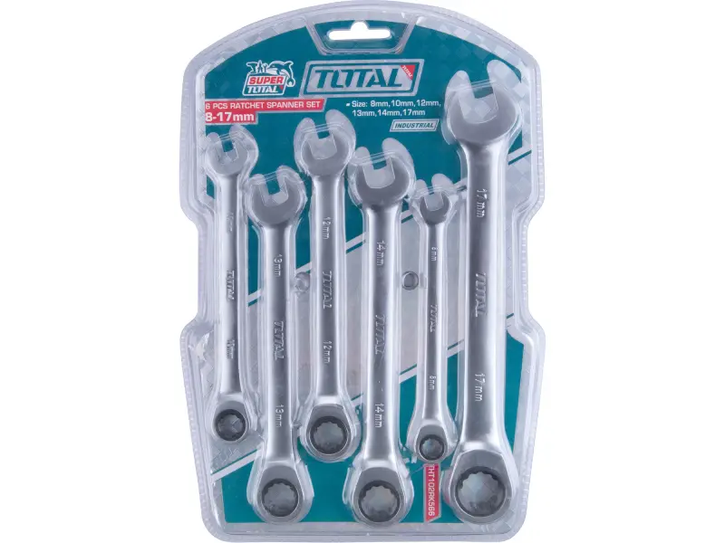 Klíče ráčnové očkoploché, sada 6ks, 8-17mm, industrial