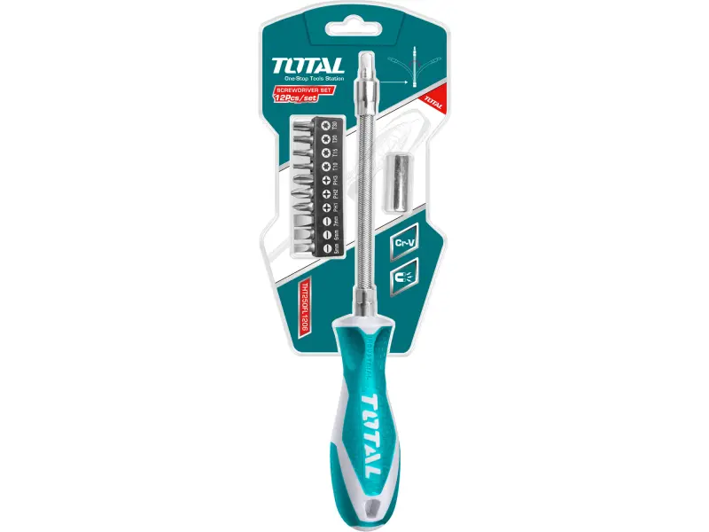 Šroubovák s ohebnou hřídelí a hroty, sada 12ks, CrV