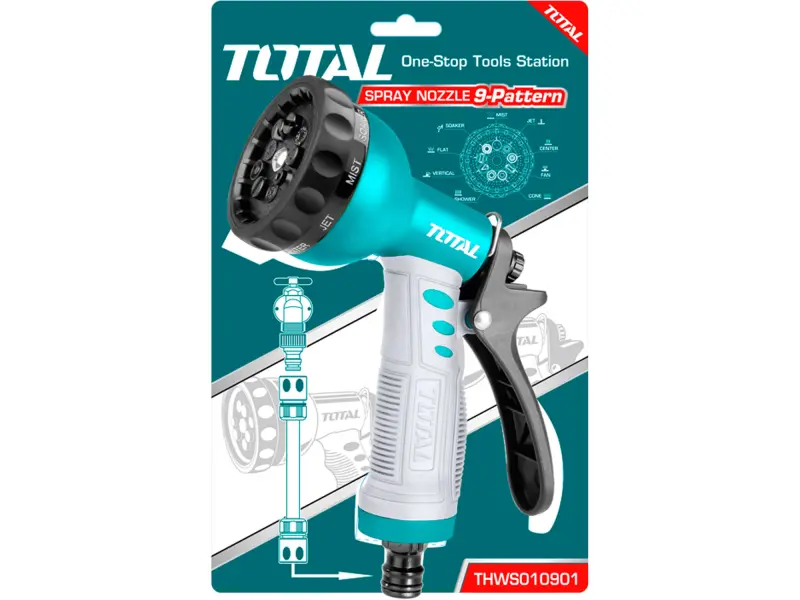 Postřikovač zahradní - sprcha, 9funkční, ABS