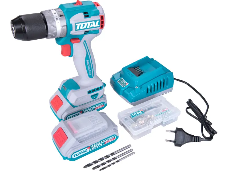 Vrtací šroubovák AKU s příklepem, brushless, 20V Li-ion (2x), industrial