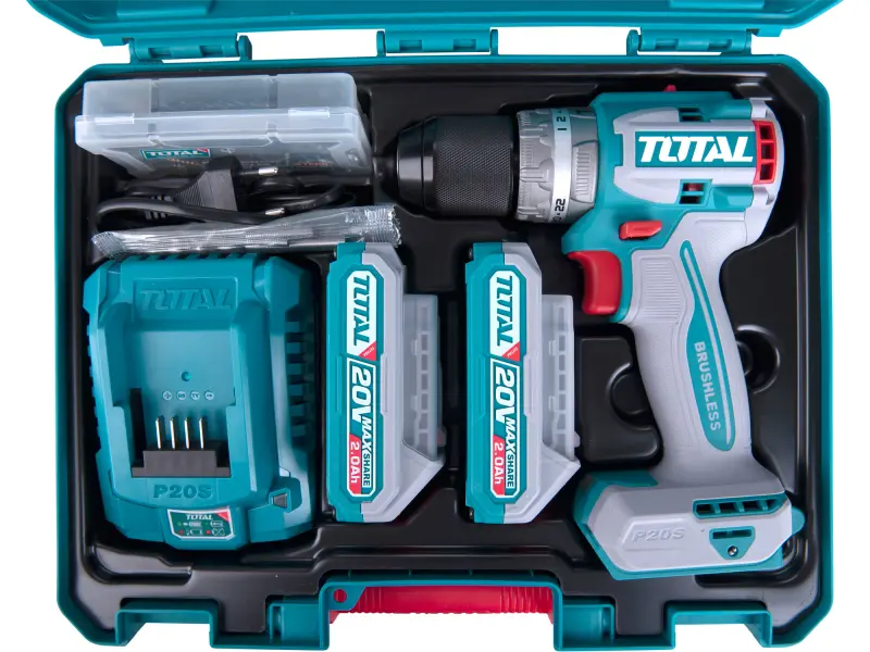 Vrtací šroubovák AKU s příklepem, brushless, 20V Li-ion (2x), industrial