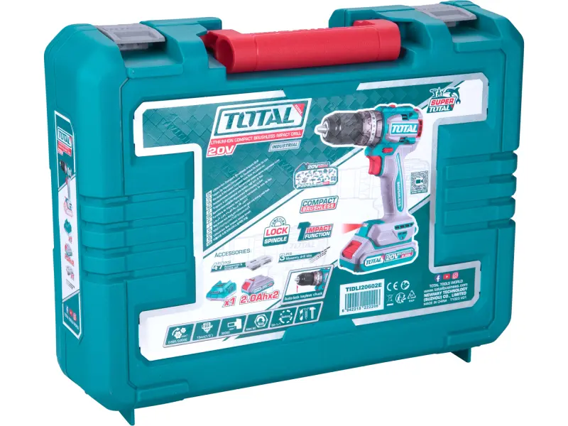 Vrtací šroubovák AKU s příklepem, brushless, 20V Li-ion (2x), industrial