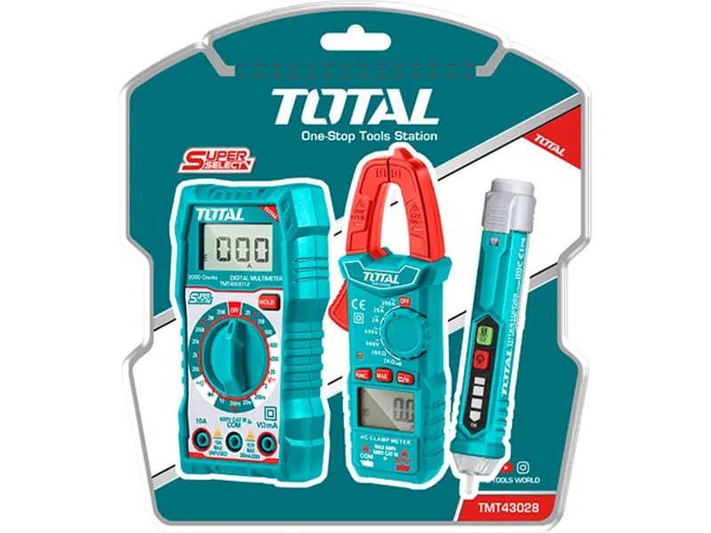 Sada digitálního multimetru, multimetru klešťového a zkoušečky AC napětí, Total