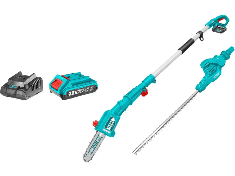Pila na větve a nůžky na živé ploty, AKU, 20V LI-ION, 1x baterie, 1x nabíječka