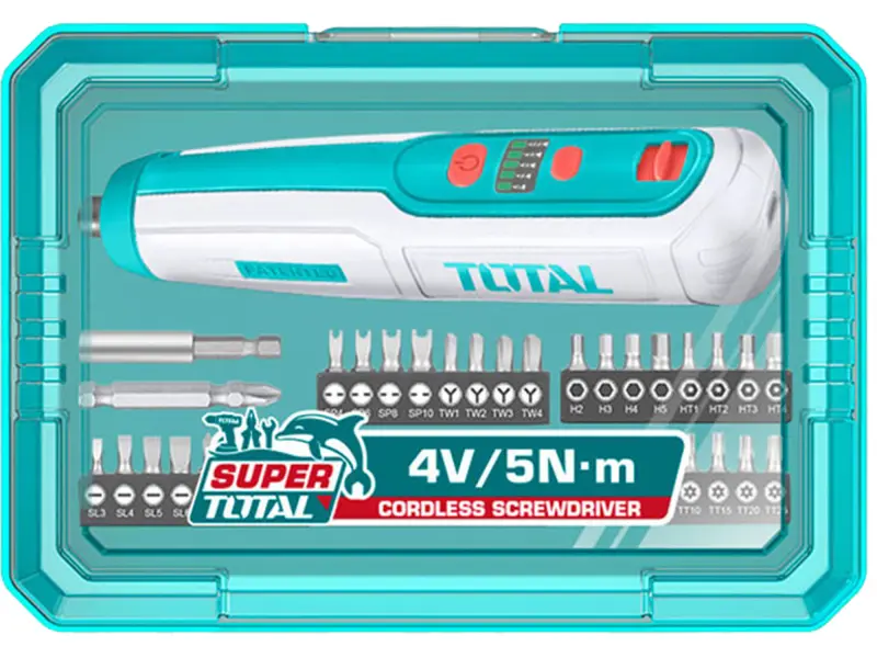 Šroubovák AKU mini, 4V, USB nabíjení, se sadou bitů