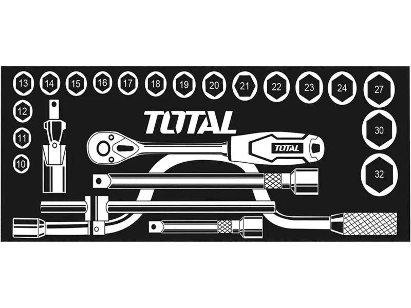 Hlavice nástrčné THT141253, sada 24ks, 1/2