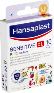 Hansaplast Sensitive XL Kids Dětské náplasti pro citlivou pokožku s různými motivy zvířátek 6 x 7 cm