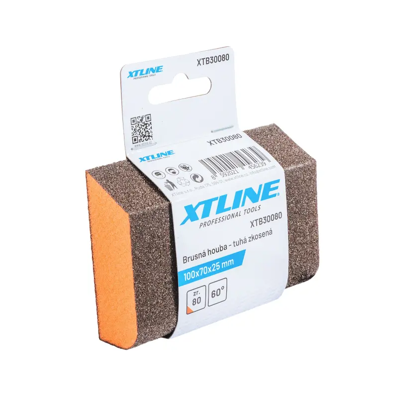 Brusná houba tuhá zkosená | 100x70x25 mm, zr. 80