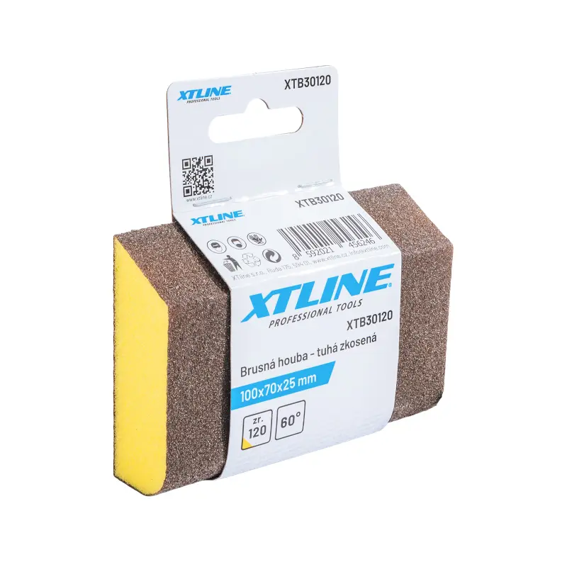Brusná houba tuhá zkosená | 100x70x25 mm, zr. 120
