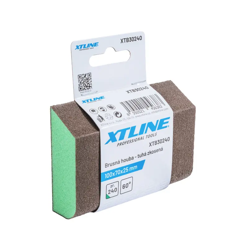 Brusná houba tuhá zkosená | 100x70x25 mm, zr. 240