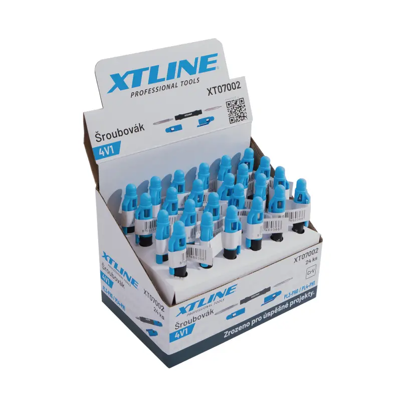 XTLINE Šroubovák 4V1, PL3-PH0 / PL4-PH1, 1bal/24ks