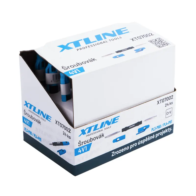 XTLINE Šroubovák 4V1, PL3-PH0 / PL4-PH1, 1bal/24ks