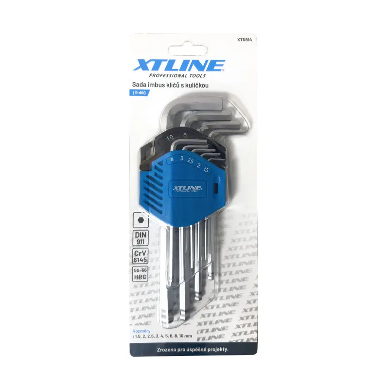 XTLINE Sada IMBUS klíčů s kuličkou | 1.5-10 mm, 9 dílů