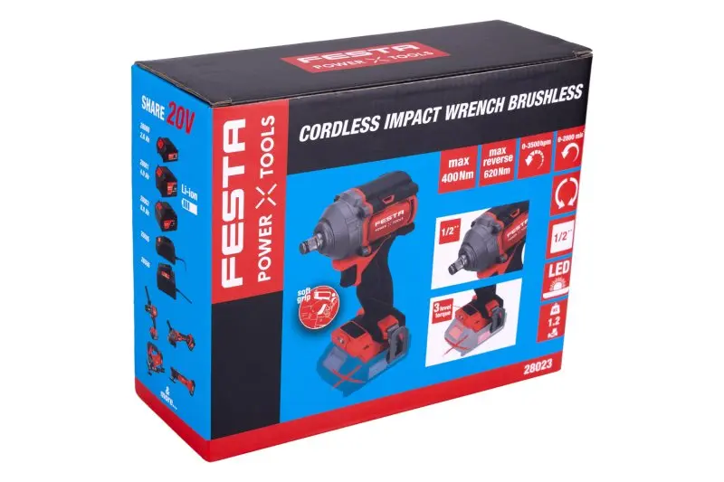 Utahovák AKU rázový FESTA 1/2" 400/620Nm BRUSHLESS SHARE20V (bez baterie a nabíječky)