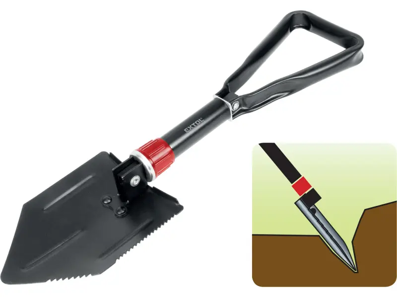 lopatka-motyčka skládací, délka 57cm, šířka 15cm