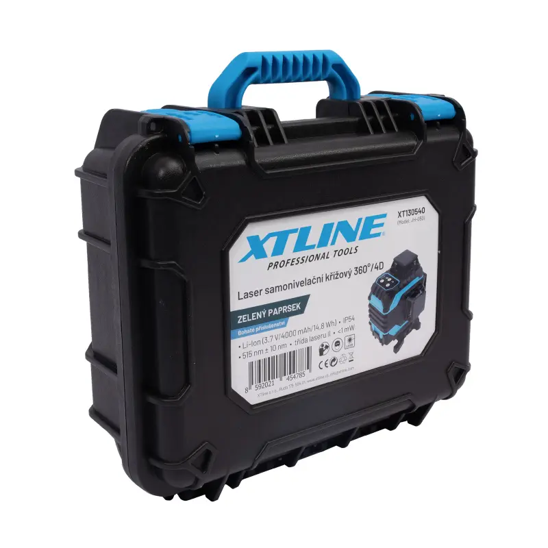 Laser samonivelační křížový 360° / 4D + příslušenství | zelený paprsek