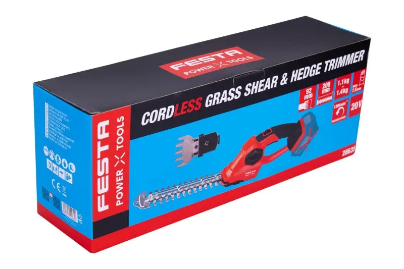 Nůžky AKU na živé ploty / trávu  FESTA 199/72mm, SHARE 20V bez baterie a nabíječky