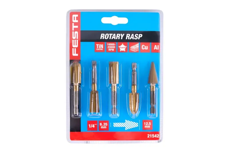 Sada rotační rašple FESTA 5 ks TiN šestihranná stopka 1/4