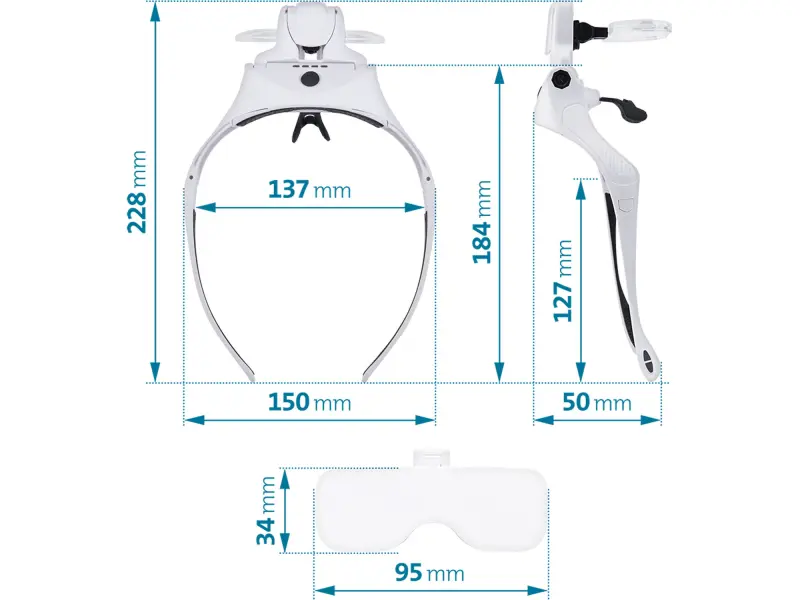 brýle s lupou a osvětlením, 3,5×, USB nabíjení