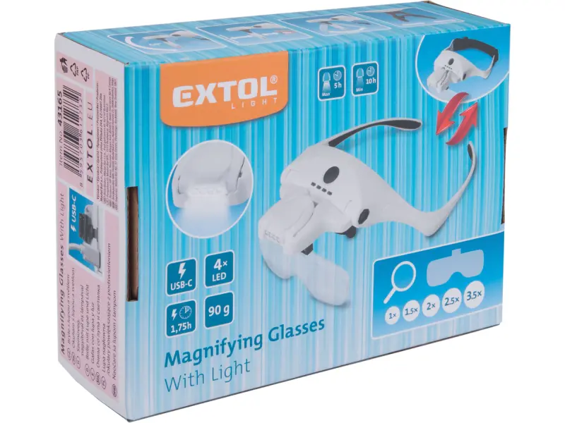 brýle s lupou a osvětlením, 3,5×, USB nabíjení