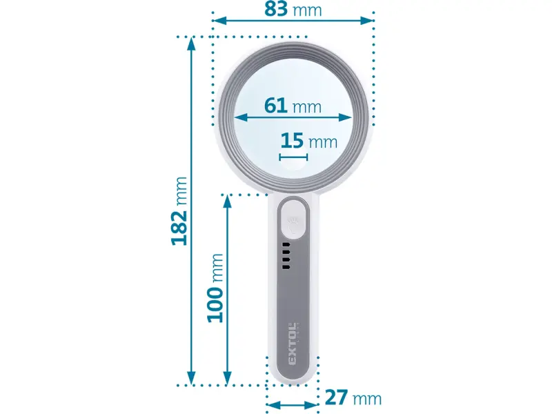 lupa se světlem, 6×, 12× zvětšení, USB nabíjení