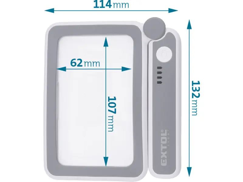 lupa se světlem skládací, 4× zvětšení, USB nabíjení