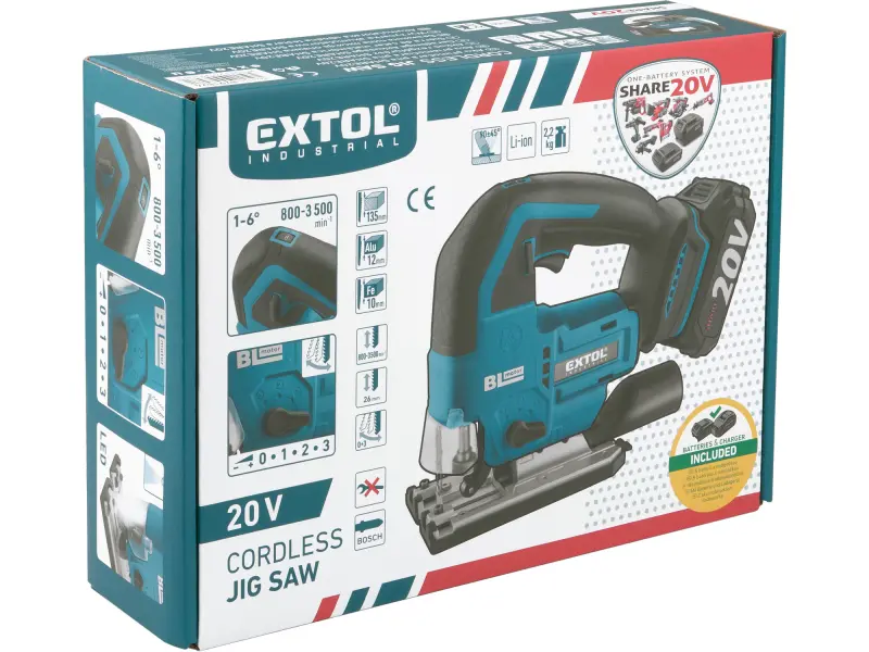 pila přímočará aku SHARE20V, BRUSHLESS, 2Ah