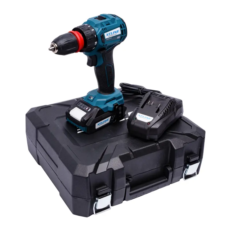 XTLINE Aku vrtačka 2v1 bezuhlíková 18 V, 45 Nm + baterie 2.0 Ah + nabíječka 2.4 A + box