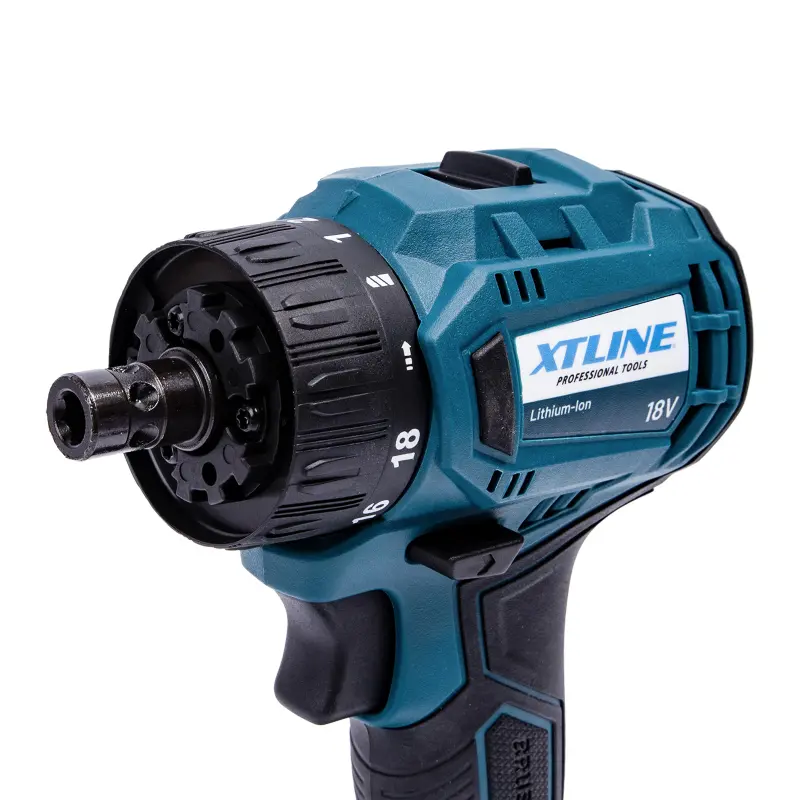 XTLINE Aku vrtačka 2v1 bezuhlíková 18 V, 45 Nm + baterie 2.0 Ah + nabíječka 2.4 A + box