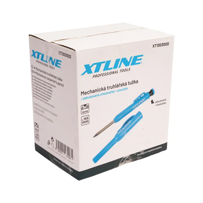 XTLINE Mechanická truhlářská tužka s ořezávátkem a pouzdrem | 155 mm (1bal/20ks)