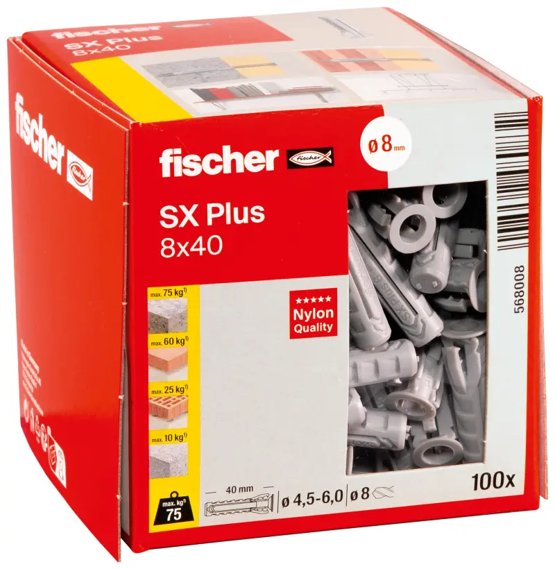 Rozpěrná hmoždinka fischer SX Plus 8x40