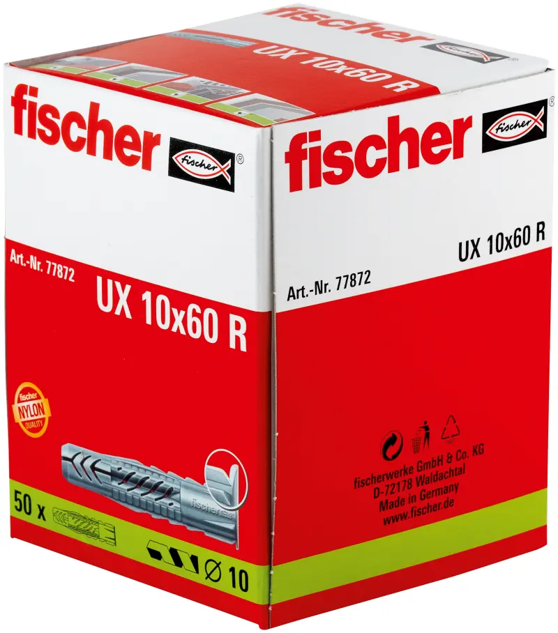 fischer univerzální hmoždinka UX 10 x 60 R, s límečkem