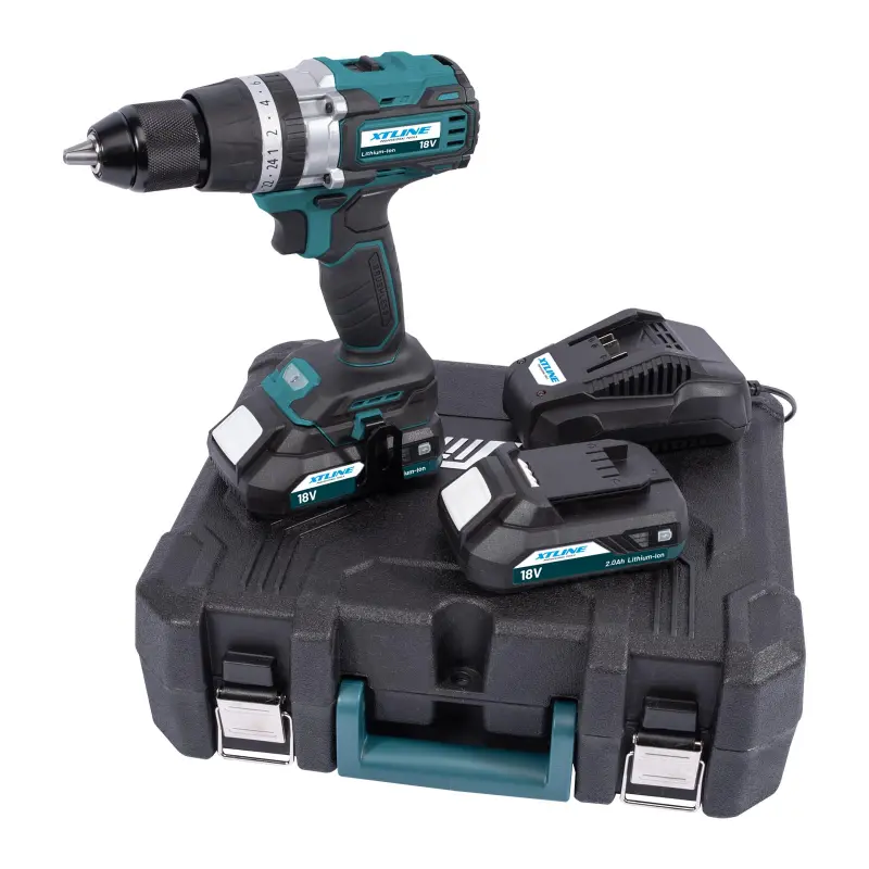 Aku vrtačka s příklepem bezuhlíková 18 V, 70 Nm + 2 baterie 2.0 Ah + nabíječka 2.4 A