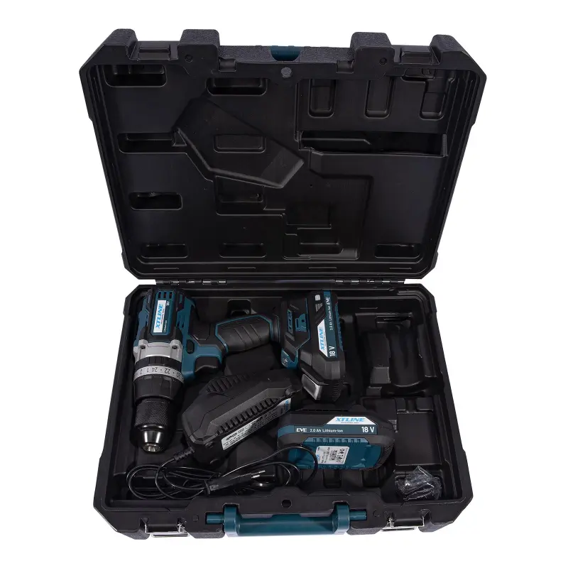 Aku vrtačka s příklepem bezuhlíková 18 V, 70 Nm + 2 baterie 2.0 Ah + nabíječka 2.4 A