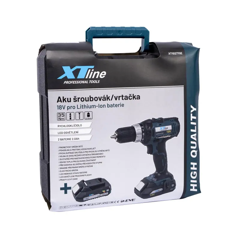 Aku vrtačka 18 V + 2 baterie EVE 2.0 Ah + nabíječka 2.4 A