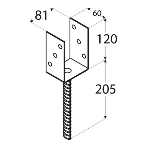 PS 80U Patka sloupku C 81x120x60x4,0 černá