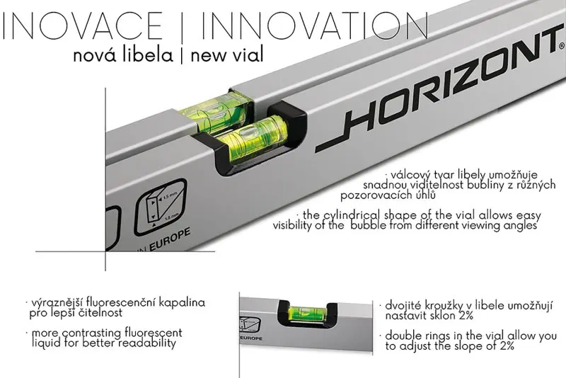 Vodováha HORIZONT VVM 2000mm 2 L+magnet