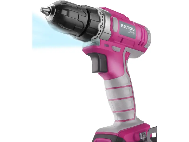 vrtací šroubovák aku, růžový, 12V Li-ion, 1300mAh, v tašce