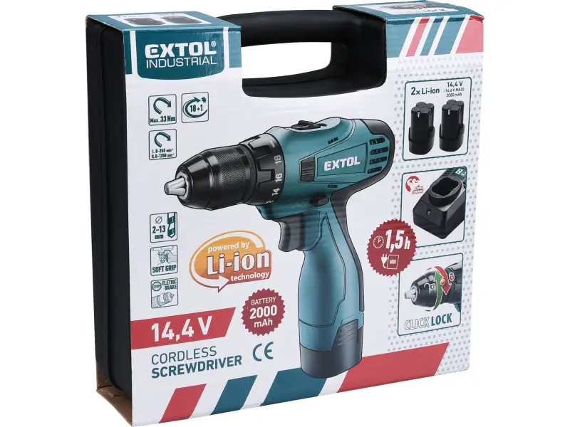 vrtací šroubovák aku, 16,6V Li-ion (2x), 2000mAh
