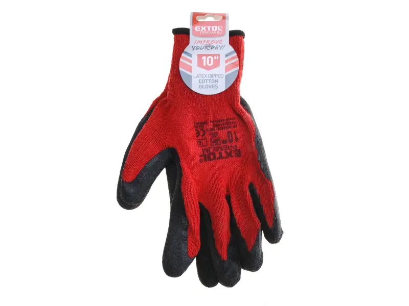 rukavice bavlněné polomáčené v latexu, velikost 10