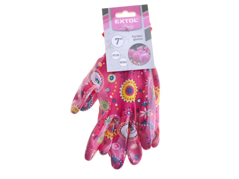 rukavice zahradní polyesterové, polomáčené v nitrilu, velikost 7