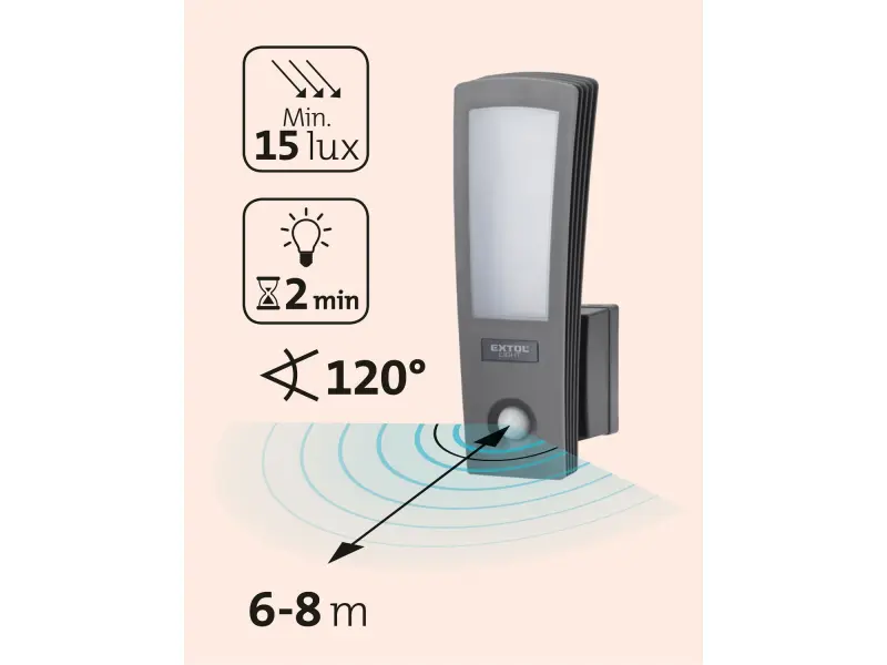 světlo LED, domovní, s pohybovým čidlem, 700lm
