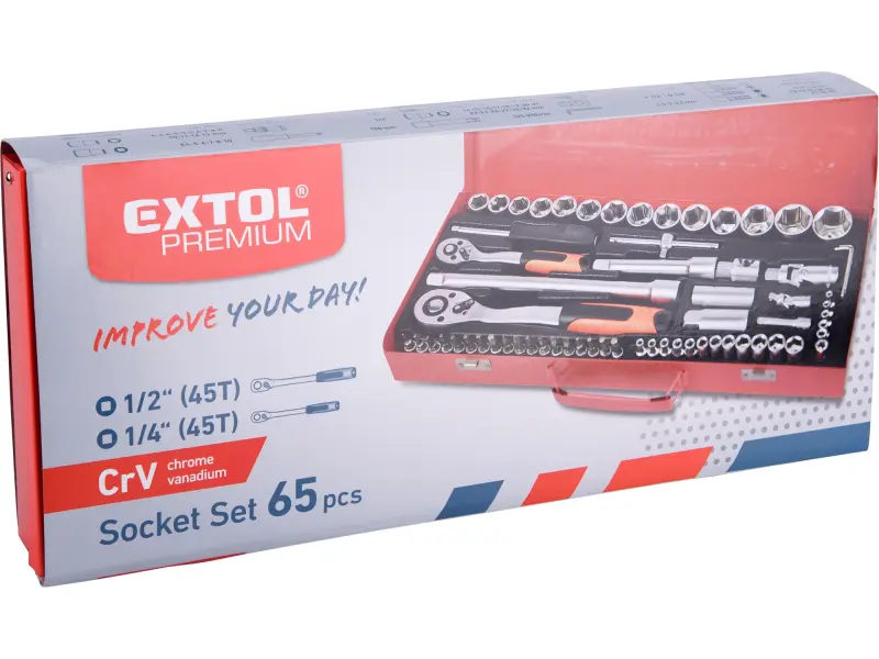 hlavice nástrčné, sada 65ks, 1/4