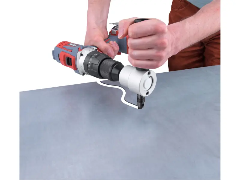 nástavec na vrtačku k stříhání plechu, oboustranný