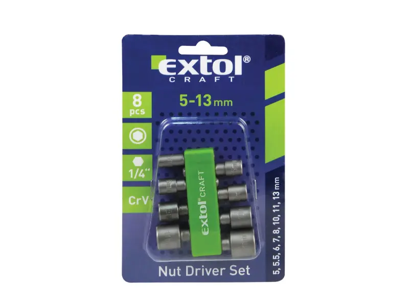 hlavice nástrčné do vrtačky, sada 8ks, 5-13mm