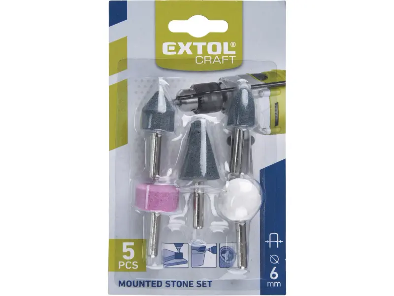 brusky rotační, sada 5ks, stopka 6mm