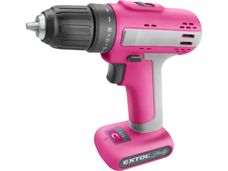vrtací šroubovák aku, růžový, 12V Li-ion, 1500mAh