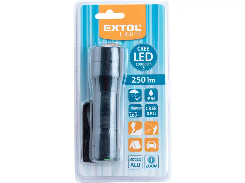 svítilna, zoom, celokovová, 250lm, CREE XPG