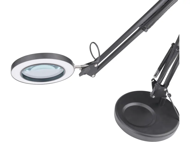 lampa stolní s lupou, USB napájení, černá, 2400lm, 3 barvy světla, 5x zvětšení