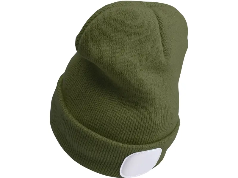 čepice s čelovkou 4x45lm, USB nabíjení, tmavě zelená, univerzální velikost, 73% acryl a 27% polyester